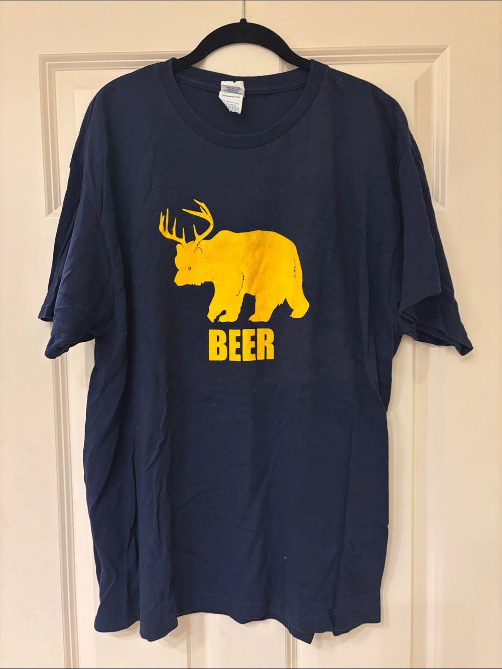 Men's Navy Graphic T-Shirt with Yellow Bear Logo